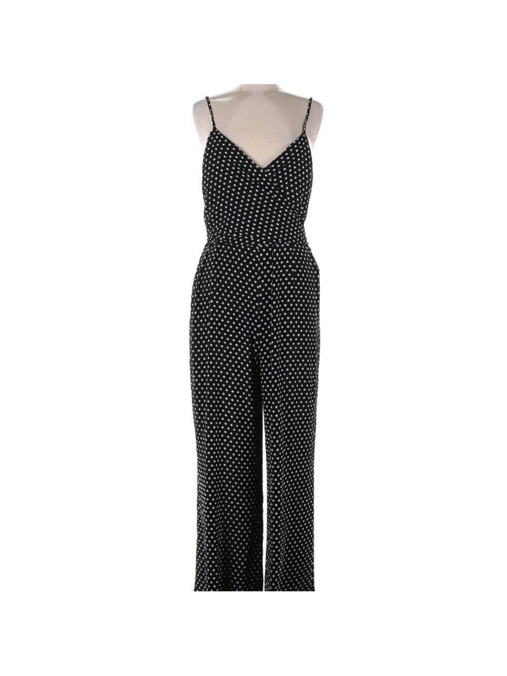 MICHAEL Michael Kors Black and White Polka Dot Spaghetti Strap Jumpsuit
